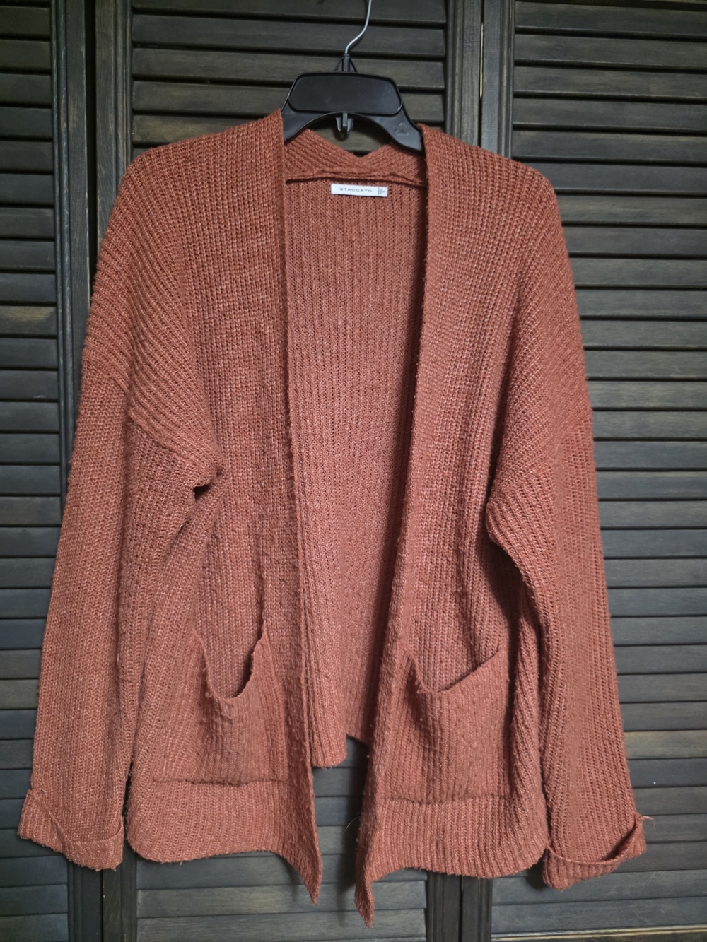 Staccato Open-Front Cardigan in Rust Brown